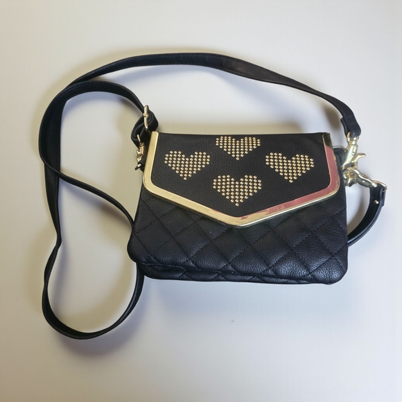 Betsey JohnsonBlack Heart-Embellished Crossbody Bag